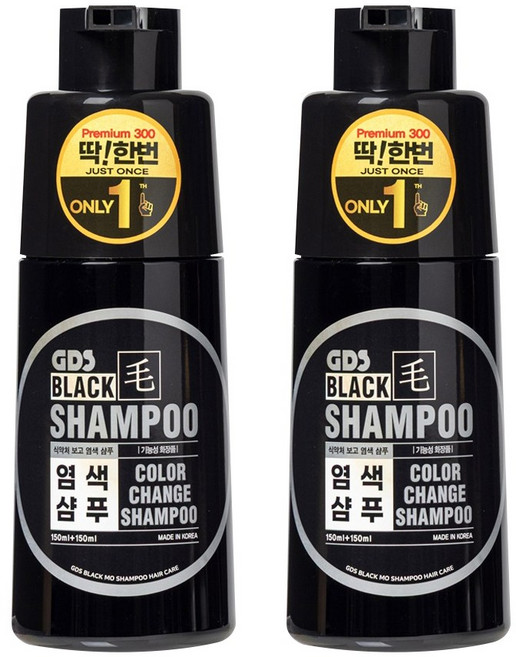 딱한번 염색샴푸 프리미엄 특허인증 새치 흰머리 저자극 두피케어, 2개, 300ml