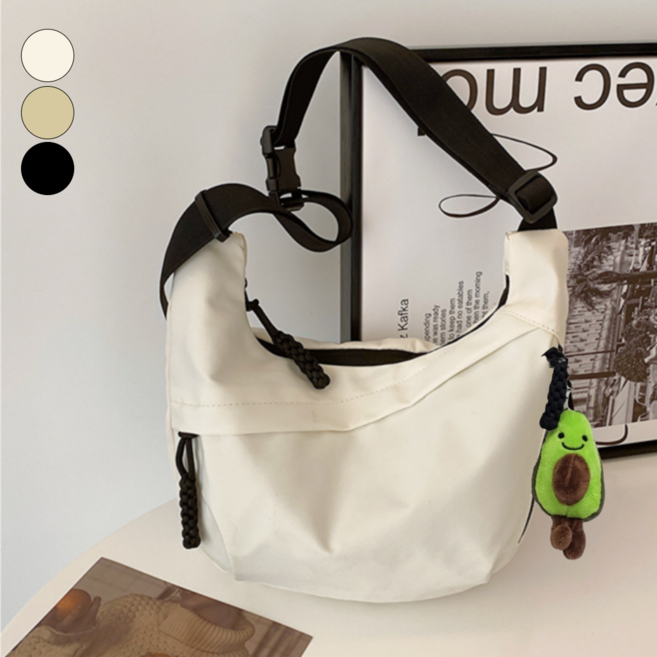 제이두두 남여공용 크로스백 에코백 대용량 반달백 슬링백 가벼운 여행용 가방 +키링세트