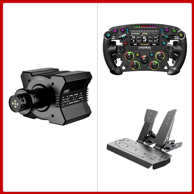 [CTK] MOZA R9 V3 게이밍 레이싱 시뮬레이션 PC 프로급 180W공율 다이렉트 드라이브 핸들 페달, R9 V3 베이스+FSR2핸들+SRP 2페달