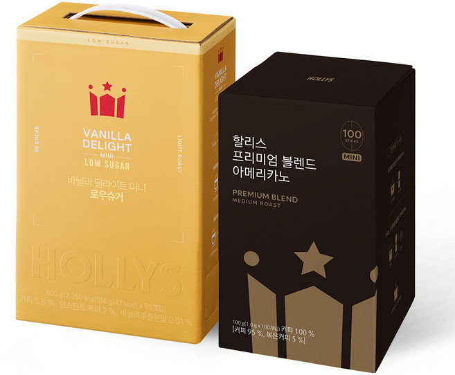 [할리스] 바닐라딜라이트 미니 로우슈거 50T+프리미엄 블렌드 아메리카노 미니 100T, 16g, 1, 50