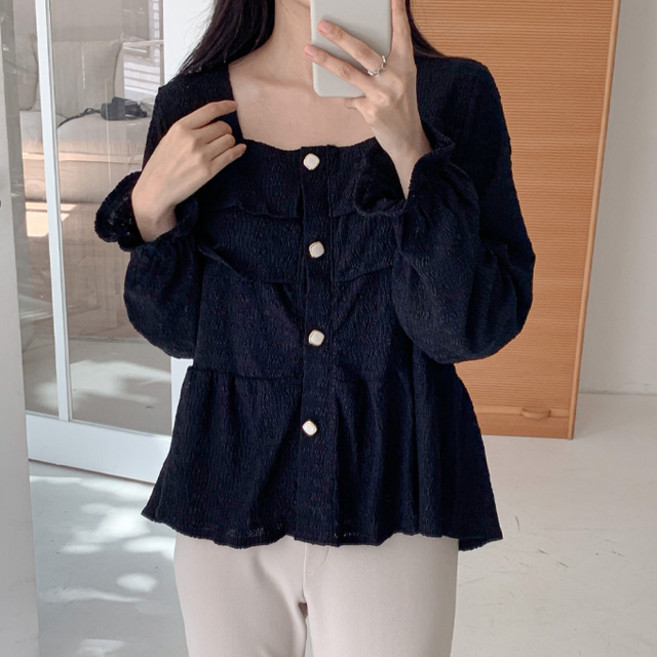 B174-3 켄퍼브 빅사이즈여성의류 봄가을 프릴 블라우스 44-120