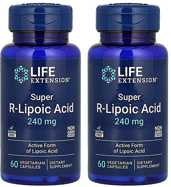 [1+1] 라이프익스텍션 슈퍼 R-리포산 240mg 베지 캡슐 60정 실리카 스테아레이트, 2개