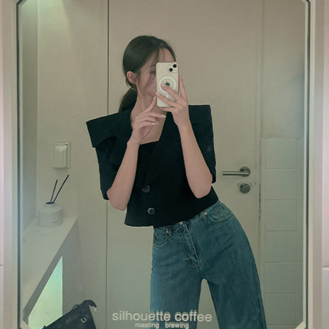 [메이빈스][쇼핑지원금/MADE]몽주 크롭 세일러 자켓