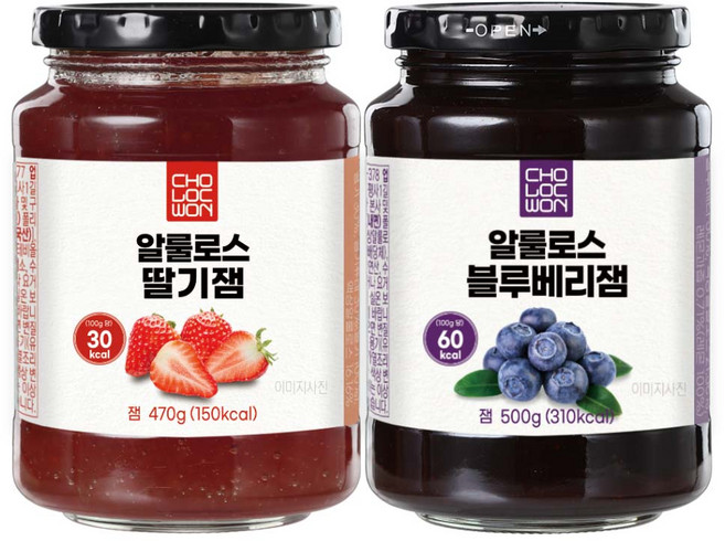 초록원 알룰로스과일잼2종 (딸기잼+블루베리잼), 1개, 1g