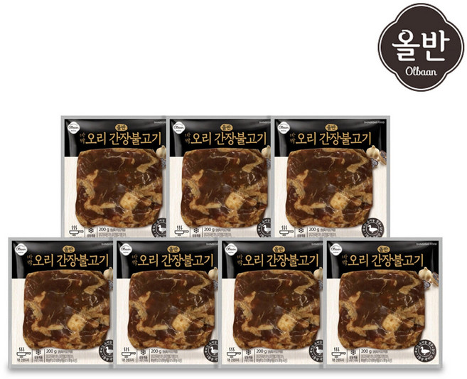 신세계푸드 올반 오리 바짝 불고기 7팩 (간장맛 200g x7팩 ), 7개