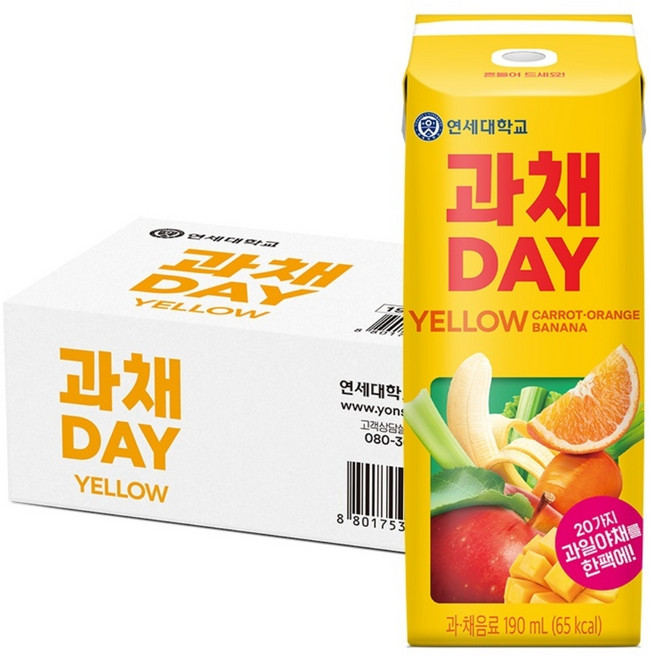연세유업 과채데이 음료 옐로우, 190ml, 24개