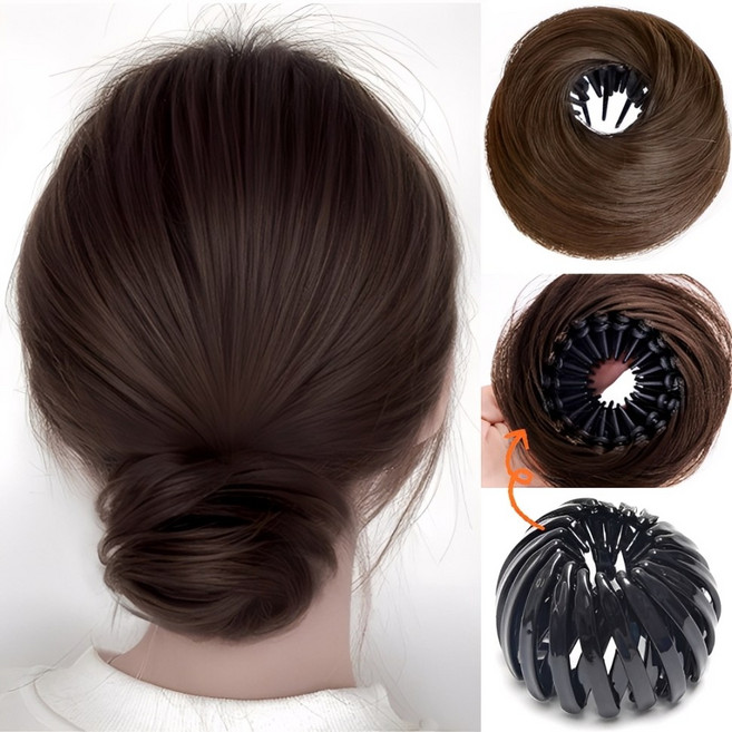 웨젼 풍성한 똥머리 가발 볼륨 올림머리, 1개, 라이트브라운