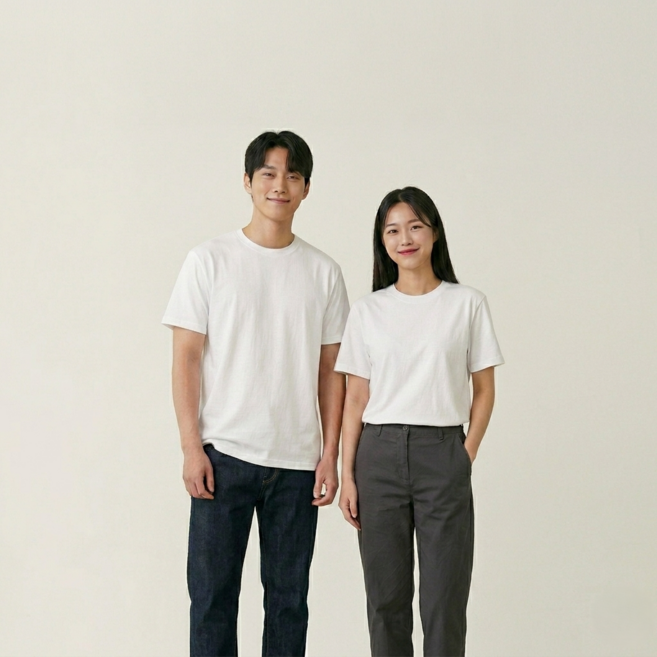 40000KM 무지 라운드 반팔티 3장 남녀공용 베이직 티셔츠