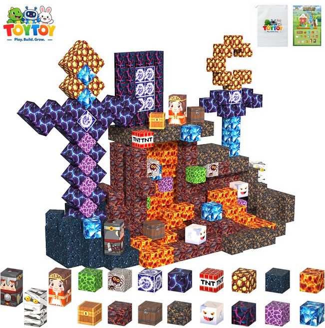 토이토이 프리미엄 크래프트 자석블록 365개 세트 + 캐릭터 5개, 1세트, 지옥 블록