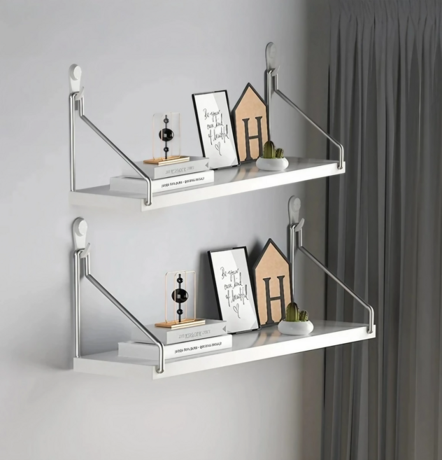 피라모니 무타공 다용도 벽걸이 선반 2P, 화이트, 2단