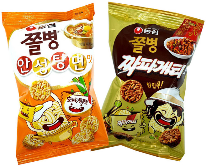 농심 쫄병스낵 안성탕면맛 짜파게티맛, 2.짜파게티맛, 1개, 77g