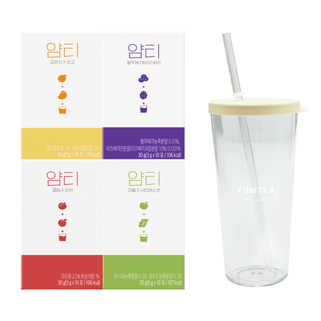 얌티 4종 + 텀블러, 4박스, 10개입, 3g