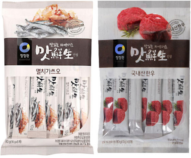 청정원 맛있는 자연재료 맛선생 멸치가쓰오 80g스틱 +국내산한우, 2개, 80g