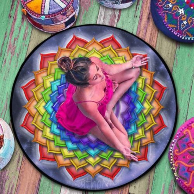 크리스탈싱잉볼 차크라 라운드 러그 요가 명상 매트 레이키 만다라 카펫 크리스탈 그리드 이간 천문학 제단 타로 오라클 카드 노래 그릇 패드