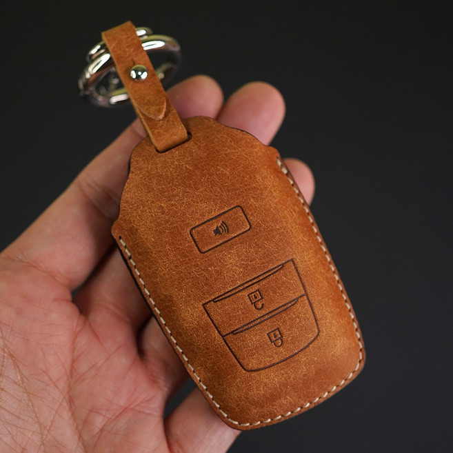 페레노 도요타 프리우스 호환 3버튼 스마트 키 가죽 케이스 PT11 PRIUS PHEV HEV 2024~, 푸에블로 브라운