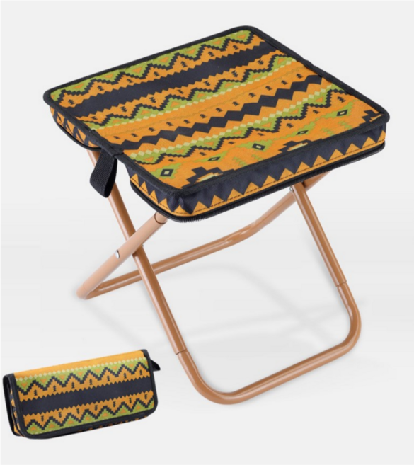 제제바이 휴대용 접이식 의자 초경량 캠핑 낚시, 베이지+블랙, 1세트