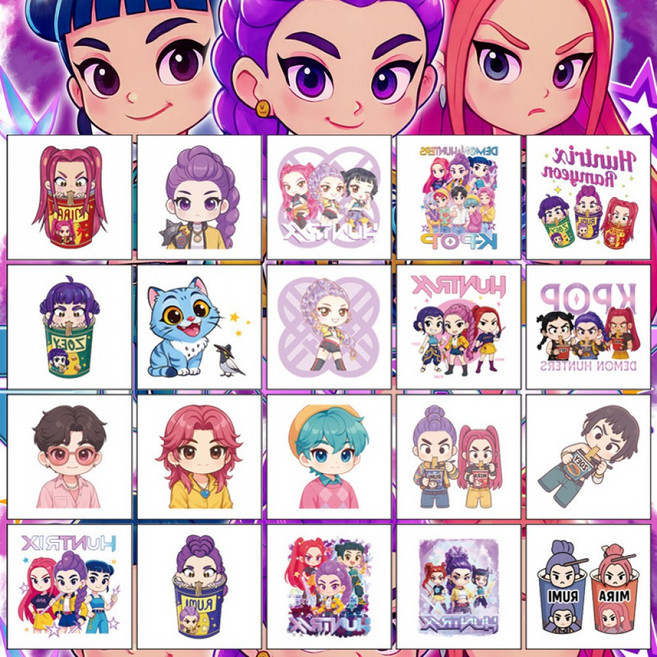 케이팝 데몬 헌터스 타투스티커 할로윈 코스프레 반영구문신 방수문신스티커978957-917969