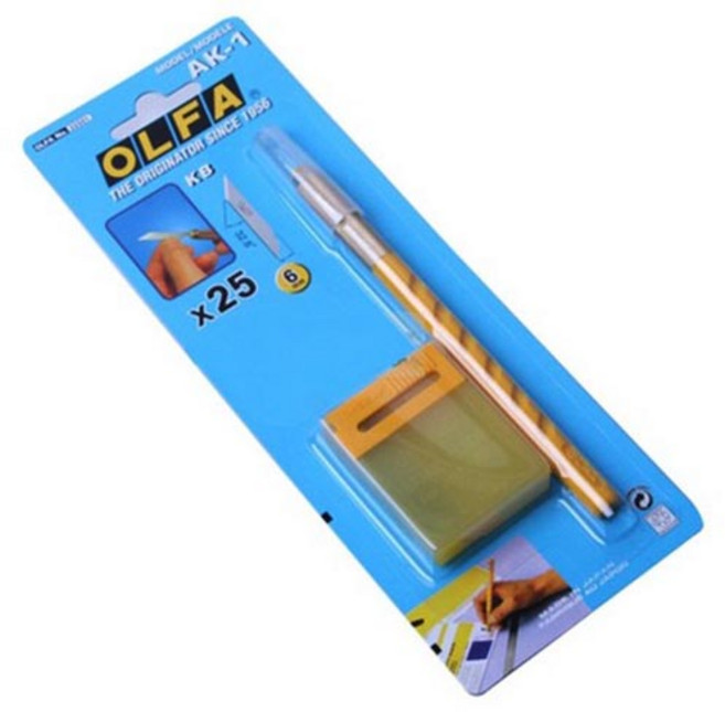 올파 디자인 커터칼 AK-1 + 커터날 6mm 25p, 혼합색상, 1세트