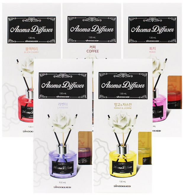 산도깨비 아로마 디퓨저 방향제 4가지향 실내 탈취제 향기로운, 블랙체리, 130ml, 1개