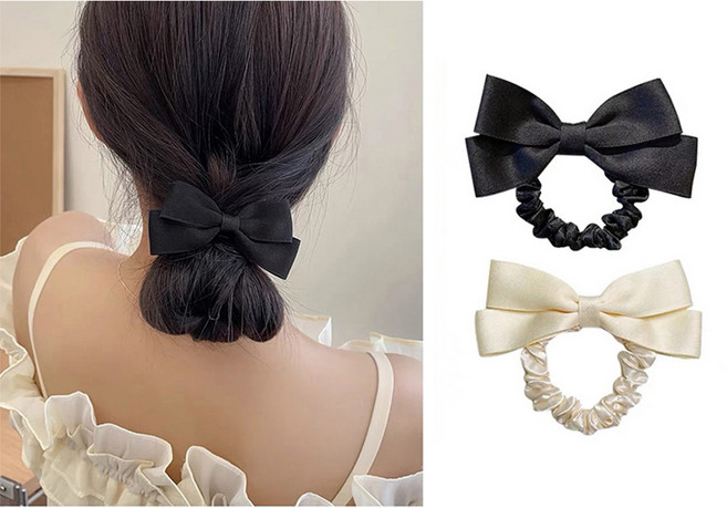 빅비쥬 러블리 리본 스크런치 곱창머리끈 곱창밴드 2종세트