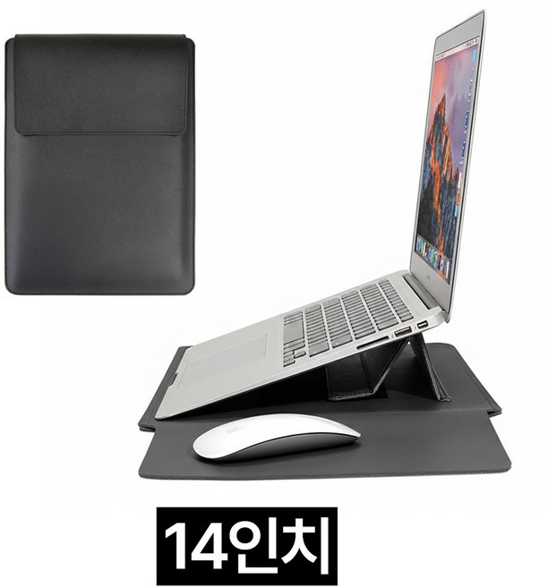 제롯 각도 조절 14인치 노트북 파우치, 1개, 블랙