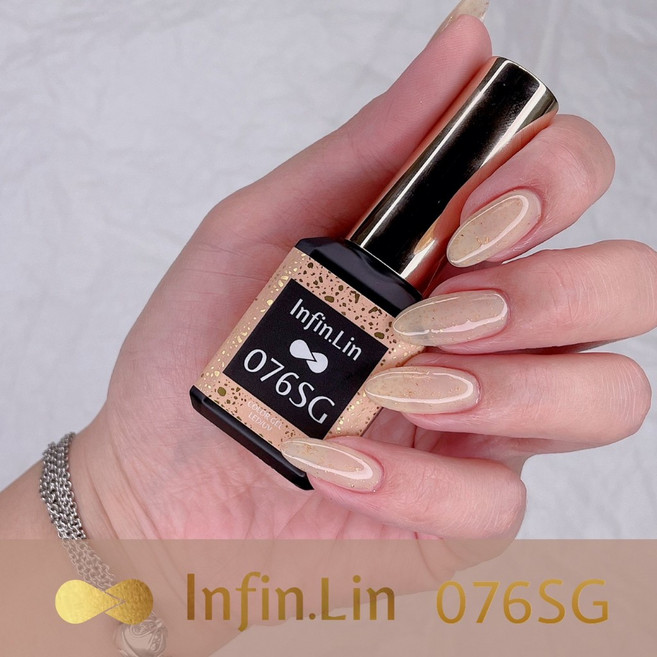 Infin.Lin 金箔膠系列 美甲光撩指甲油, Infin_彩色甲油膠_金箔 076, 1個