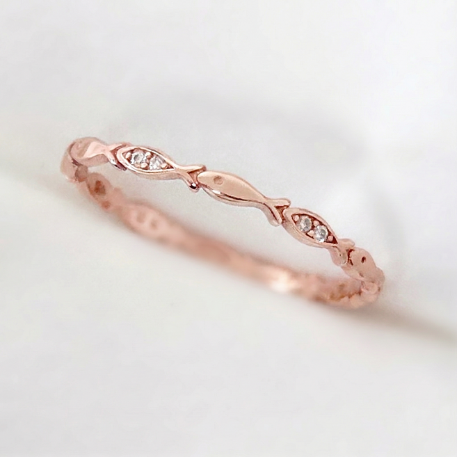 실버925 여성 큐빅 물고기 행운 애끼 은 반지 순은 새끼반지