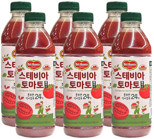 델몬트 스테비아 토마토주스, 950ml, 6개