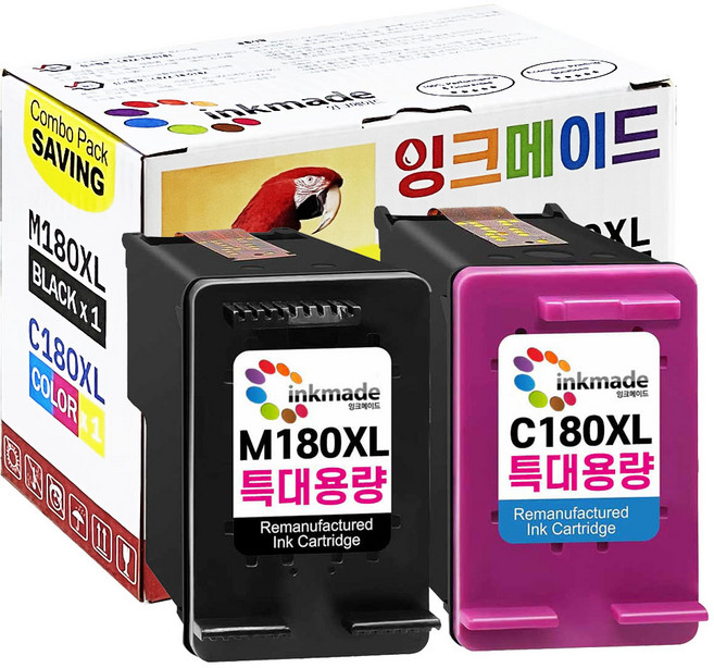 3배용량 INK-M180 INK-C180 XL 대용량 호환 잉크 세트 삼성 SL-J1660 SL-J1770FW SL-J1663 SL-J1665