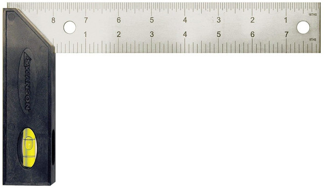 스완슨 TS151 트라이 마이터 스퀘어 8인치 플라스틱 핸들 스텐레스 블레이드 레벨, 8", 1개