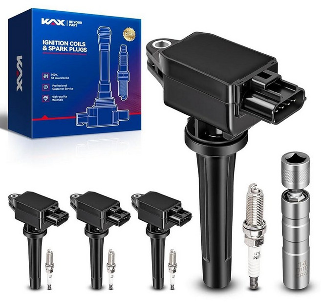 KAX 점화 코일 및 이리듐 스파크 플러그 4개 세트 자석 소켓 포함 혼다 2017-2020 시빅 시 2017-2022 CR-V 1.5L 2023 시빅 타입 R UF7, UF656 - 4Pk Coils & 4Pk Plugs