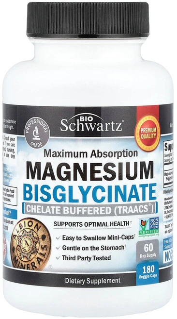 바이오슈바르츠 최대 흡수 마그네슘 비스글리시네이트 베지 캡슐 120정, BTZ75123, 1개 - 쿠팡