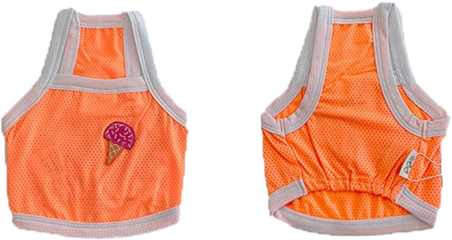 [구르미스] 강아지쿨나시 크롭탑 민소매 쿨링 쿨티 자외선차단 여름 형광 티셔츠, 네온오렌지, 1개