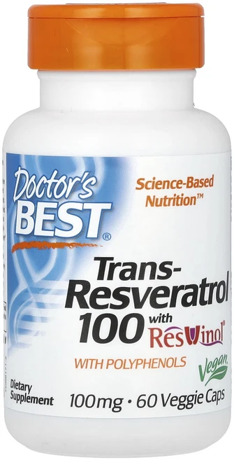 Doctor's Best ResVinol 함유 트랜스-레스베라트롤 100 100mg 베지 캡슐 60정, DoctorsBestResVinol함유트랜스레스베라트롤, 1개 - 쿠팡