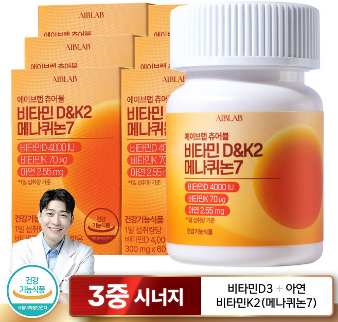 에이브랩 비타민D&K 메나퀴논7, 6개, 60정