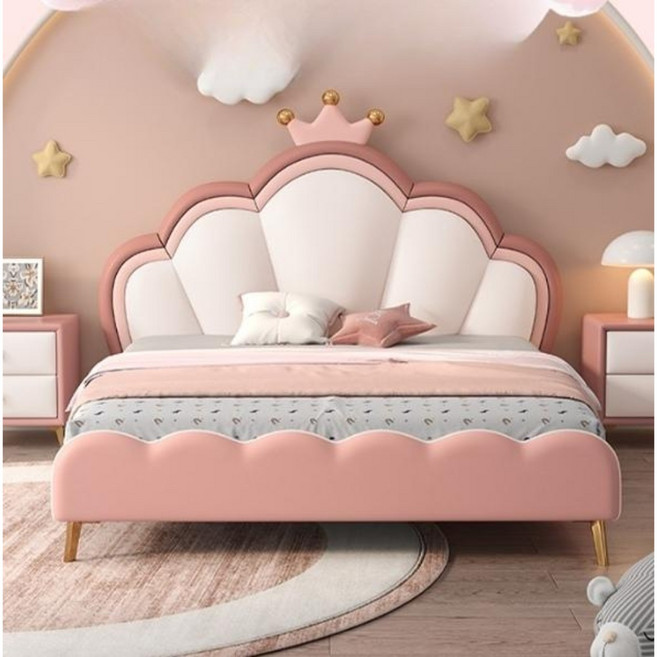 왕관 공주침대 아동 여아 초등학생 슈퍼싱글 침대, 조립, 크라운 공주침대+탁자1개