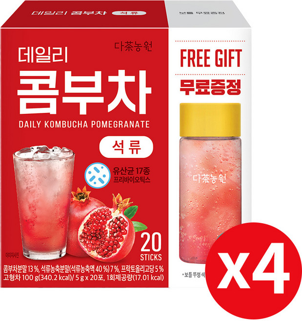 다농원 데일리 콤부차 석류, 5g, 20개입, 4개