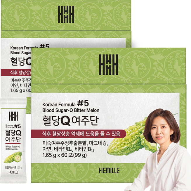 김소형 헤밀레 여주환 식후 혈당 상승 억제 도움 미숙여주 혈당큐Q 혈당큐 여주단, 2개, 60회분