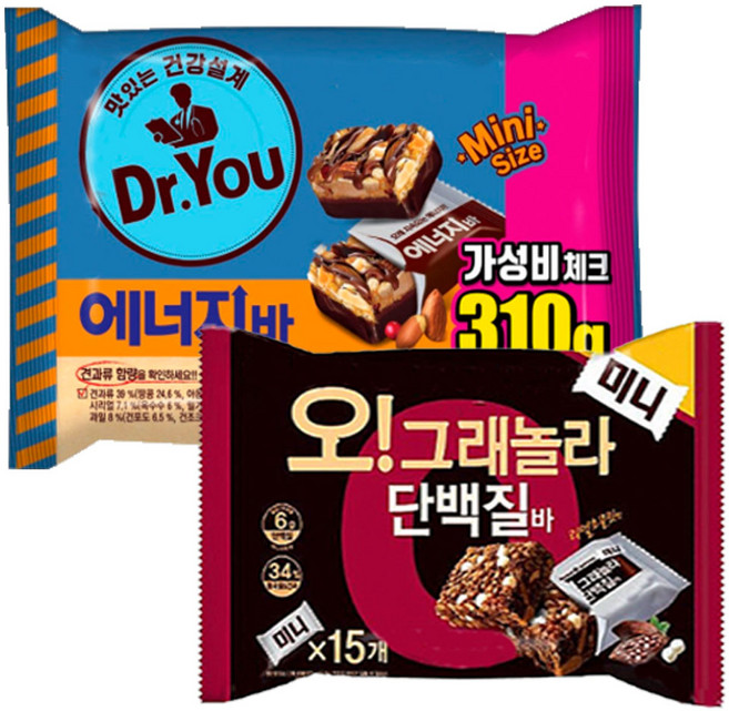 에너지바 미니324g+오그래놀라단백질바미니192g, 1세트, 502g