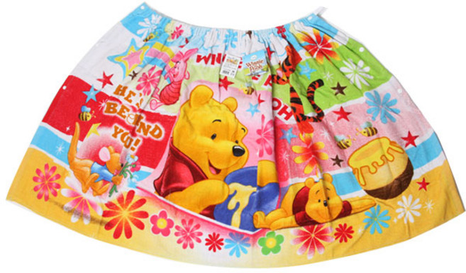 디즈니 곰돌이 푸우 비치타올 치마 랩스커트 치마 수영장 헤수욕장 캐릭터 수건 타월, 1개