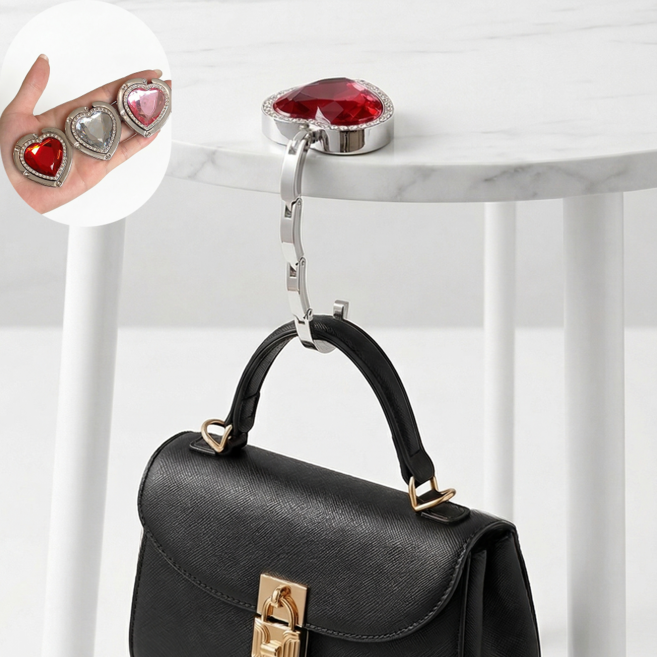 포클릿 휴대용 하트 가방걸이, 레드, 1개