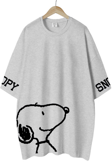 피너츠 라이센스 여성 오버핏 박스티 빅사이즈 루즈핏 롱 티셔츠 커플티 방긋스누피