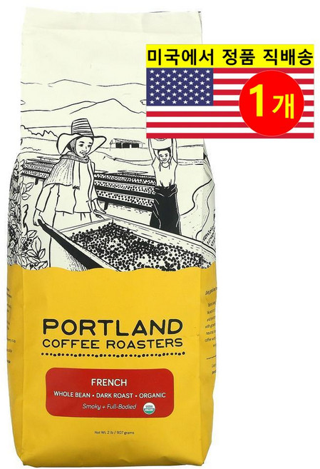 Portland Coffee Roasters 오가닉 커피 원두 다크 로스트 907g 1개, 홀빈(분쇄안함)