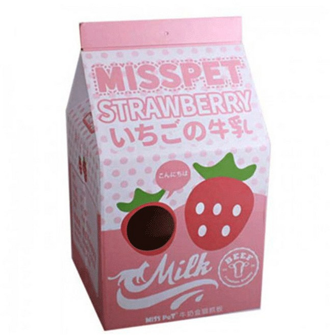 G52296 미스펫 우유팩 하우스 스크레쳐 - 핑크딸기, 상세 설명 참조, 1개