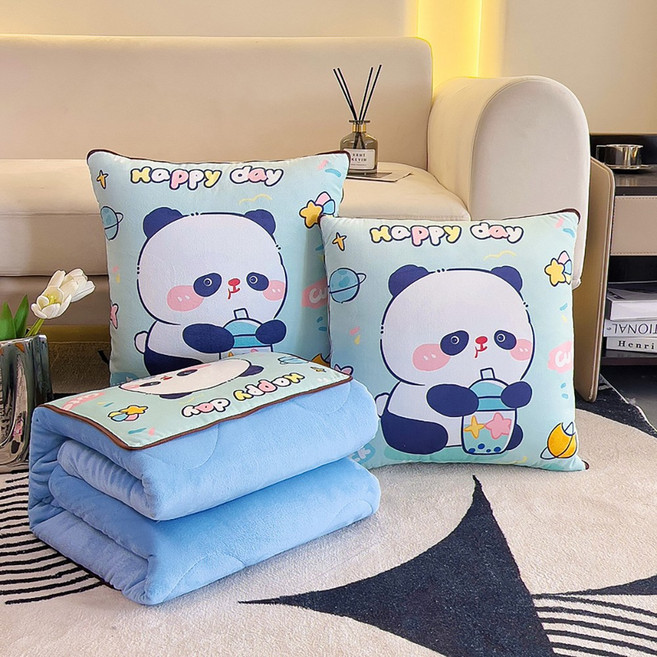 [품절특가]IEDUOS양면 기모 캐릭터 도톰 쿠션 담요 소프트 쿠션 이불 점심휴식용 도톰 담요 차량용/여행용/휴대용/소파용 두꺼운 이불