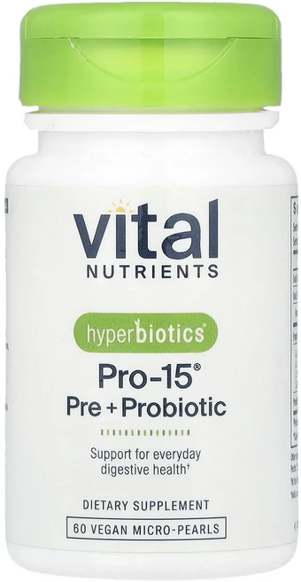 Vital Nutrients Hyperbiotics® PRO-15® 프리바이오틱 + 프로바이오틱 비건 마이크로 펄 60개, VitalNutrientsHyperbioticsPRO1, 1개, 60정 - 쿠팡