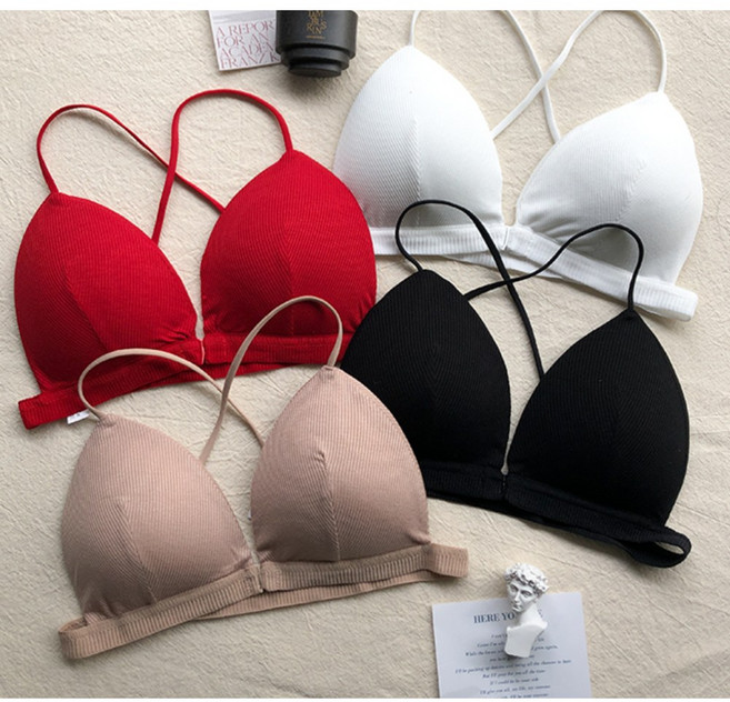 앞후크/편안함 크로스 스트랩 앞후크 브라렛 삼각 쉐입 브라 가벼운 언더웨어 브라탑 이너