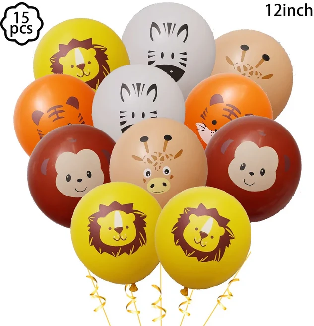 정글 동물 파티 배너 화환 걸이식 장식 와일드 원 사파리 테마 생일, 21 15pcs  balloons