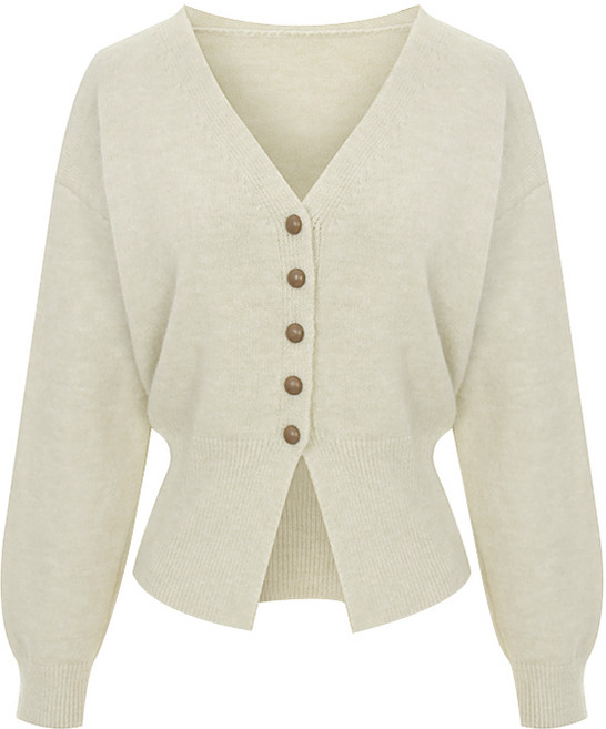 페이지플린 여성용 드로우 리브 브이넥 니트 가디건 P5CCA038C