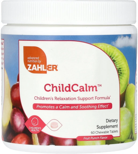 Zahler ChildCalm 어린이용 긴장 완화 포뮬라 과일 펀치 맛 츄어블 정 60정, ZahlerChildCalm어린이용긴, 1개 - 쿠팡
